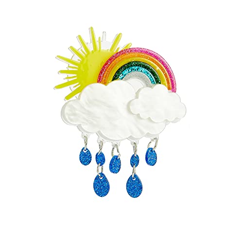 Cute Rainbow Cloud Brooch Pin for Women Girls Acrylic Sun Raindrop Dangle Pins Clip Lapel Shawl Sweater Shirt Scarves Dress Jackets Backpacks Brooches Pins Chic Jewelry Gifts Birthday