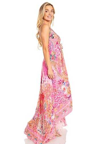 Image of Sakkas Lizi 2025 Womens Maxi High-Low Halter Handkerchief Long Dress Beach Party