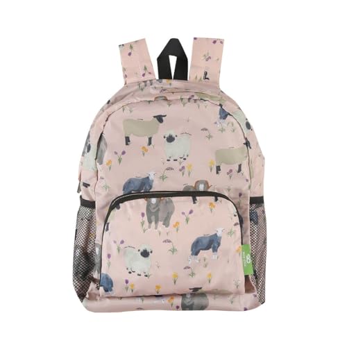 Sac à dos pliable Eco Chic beige motif mouton imperméable et léger