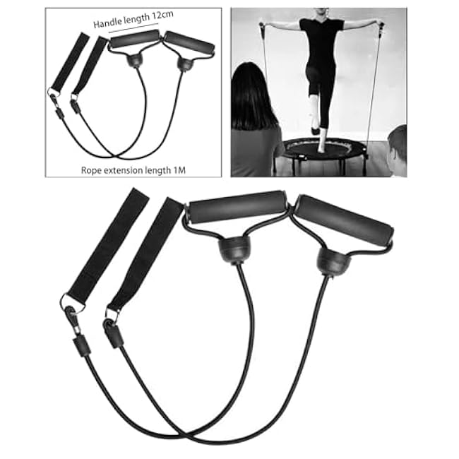 DYNWAVE 1Pair Exercise Bands with Handles,Trampoline Resistance Bands Workout Strength Training Equipment,Pull Rope for Muscle Toning
