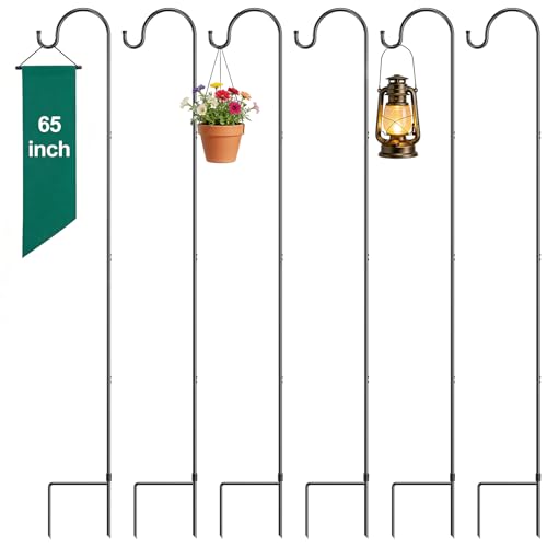 Image of GOFORWILD 65 Inch, 6 Pack Adjustable Shepherd Hooks, Premium Metal