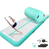 air roll ginnastica artistica con air roller,Tappeto da ginnastica da 10 cm premium con pompa ad aria | Pista per tumbling resistente 3 m/4 m con rullo gonfiabile 100x60 cm