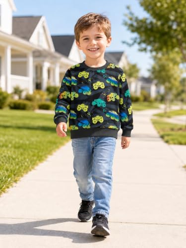 Image of Popshion Toddler Boys Sweatshirt Cotton Lightweight Kids Winter Warm Sweater Crewneck Pullover Tops