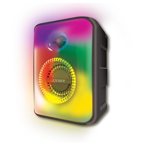 Image of Coby True Wireless Speaker, Portable Bluetooth Speaker with 6 Light Modes, FM Radio, and Handle, Easy Pairing, Rechargeable Battery, Micro USB and 3.5-Millimeter AUX Port, TF Card Reader, 10-Hour Play