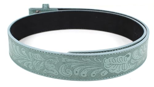 Image of BC Belts Western Leather Belt Strap - 1.5 inch Wide with Embossed Scrollwork Without Buckle for Men & Women, Cowboy /Cowgirl Style