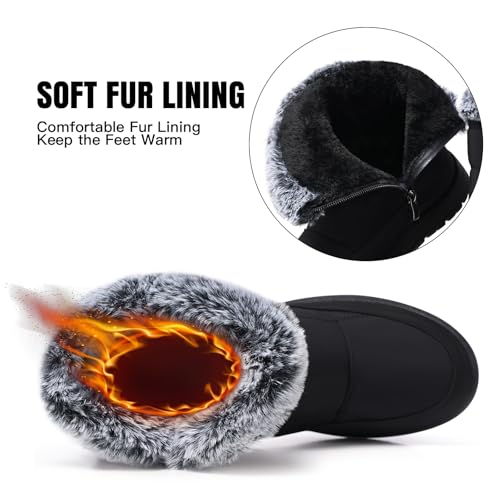 SHIBEVER Women's Snow Boots Winter: Waterproof Fur Lined Anti-Slip Ankle Booties Outdoor Comfortable Warm Women Snow Boot - Image 5