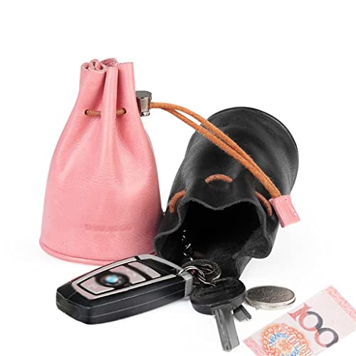 JSEIAJB Drawstring Key Case Women Leather Pull Out Organizer Bag Men's Small Mini Coin Bag Key Case3