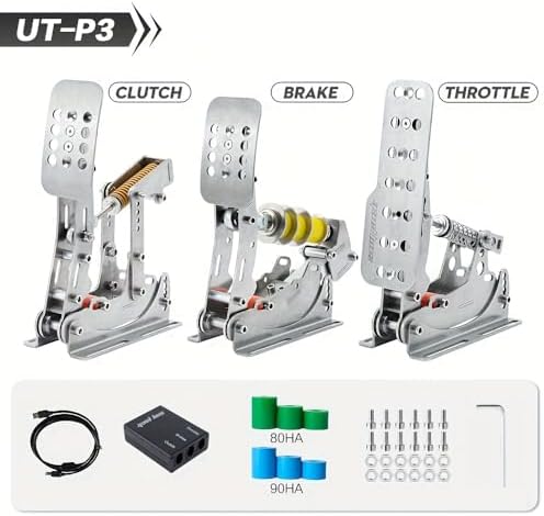 Simjack UT Pedal Sim Racing Pedals 200KG Load Cell Brake Pedal PC Racing Simulator Pedals Pressure Sensor HE Hydraulic System (UT-P3)