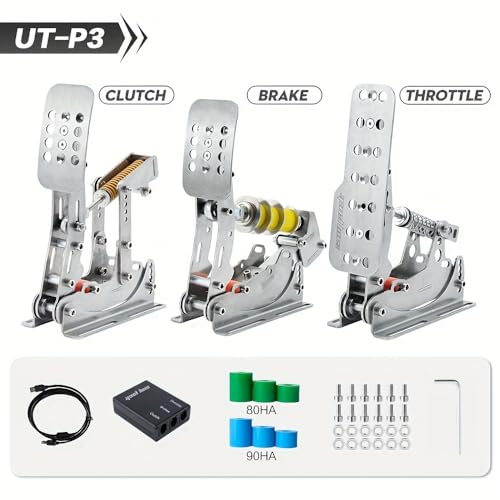Simjack UT Sim Racing Pedals 200KG Load Cell Brake Pedal PC Racing Simulator Pedals Pressure Sensor HE Hydraulic Pedal (UT-P3)