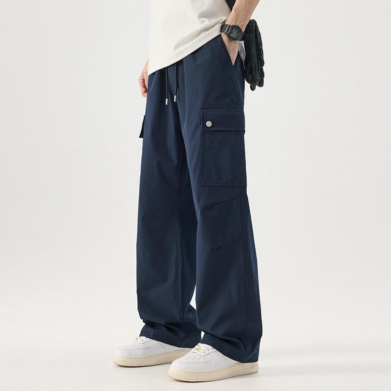 Men's Spring Japanese Retro Straight Wide Leg High Street Workwear Casual Pants4