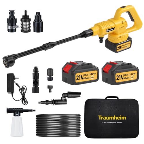 Traumheim Akku Hochdruckreiniger 21V 68 Bar 2X 4000mAh Akkus