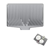 Large Premium Silicone Dish Drainers for Kitchen Counter - 18.5"x13" Non-Slip, Heat-Resistant (450°F) with Hanging Hole, Multi-Use Dish Rack Mat (Gray)