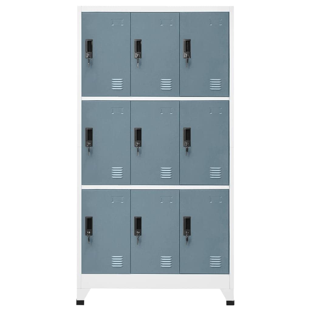 vidaXL Armoire à Casiers Classeur Meuble de Rangement d'Equipements de Sport Produits de Nettoyage Bureau Gris Clair et Gris Foncé 90x45x180 cm Acier