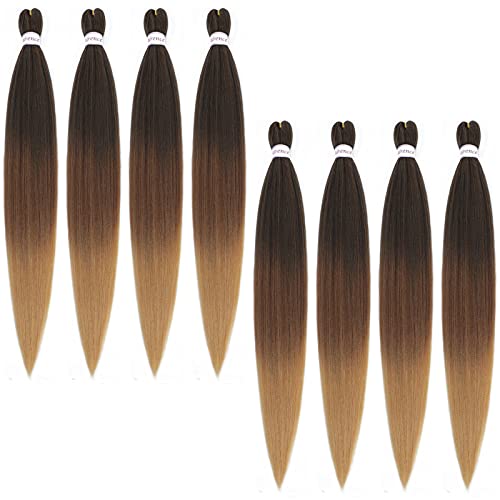 Long Ombre Braiding Hair 36 Inch 8 Packs Professional Braided Hair Soft Synthetic Crochet Braids Hair Extension (36 Inch, 1B/30/27)