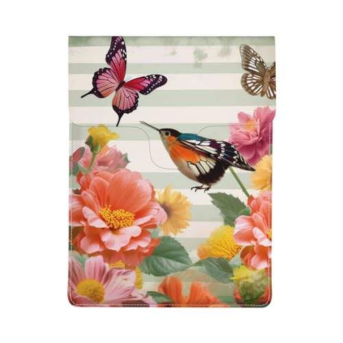 Housse ordinateur 13 pouces fleurs et oiseaux en cuir antichoc mince