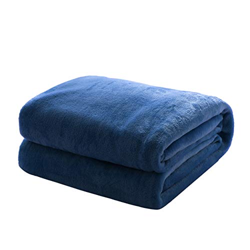 Mixibaby Kuscheldecke Flauschige extra weich & warm Wohndecke Flanell Fleecedecke, Falten beständig/Anti-verfärben als Sofadecke oder Bettüberwurf, Größe:150 cm x 200 cm, Farbe:Dunkelblau Cover