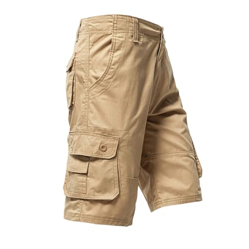 Short cargo multipoches homme en coton respirant couleur kaki