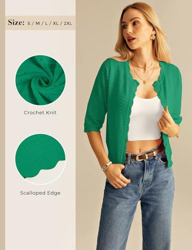 Image of GRACE KARIN Womens 3 /4 Sleeve Cardigan Sweater, Lightweight Cropped Cardigan Trendy, Dressy Casual Crochet Bolero Shrugs