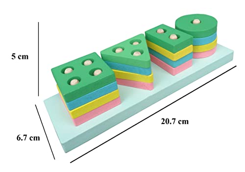 Voolex-Wooden-Shapes-Geometric-Board-Blocks-Sorting-and-Stacking-Montessori-Education-Colour-Recognition-Toys-for-Kids-4-Columns-with-16-Pieces
