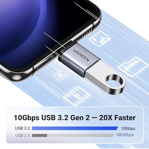 UGREEN USB C to USB Adapter 10Gbps, 2 Pack Type A Female to Type C Male Adaptor Aluminum OTG Cable Compatible with iPhone 17/16 Pro Max MacBook Air iPad Galaxy S24, Thunderbolt 4/3 Devices Space Gray