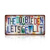 TREEPERI Vintage License plate Wall Decor Metal Sign Tin Signs for Bar Home Bedroom Garage - The Doobie Den Let's Get Lit