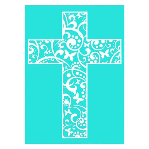 MANGOUSONG Screen Printing Kit,17.8x12.5cm Cross Pattern Screen Printing Template Craft Layering Stencils Painting Scrapbooking Stamping Embossing Reuse Mould