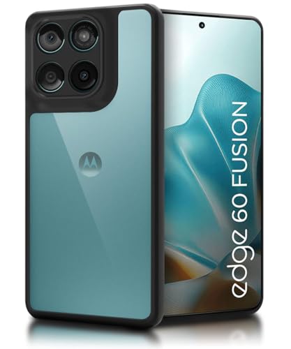 Image of WOW IMAGINE Shockproof Hybrid Back Cover for Motorola Moto Edge 60 Fusion | Hard Slim fit Back Case | PC & TPU | Clear Transparent Case - Black