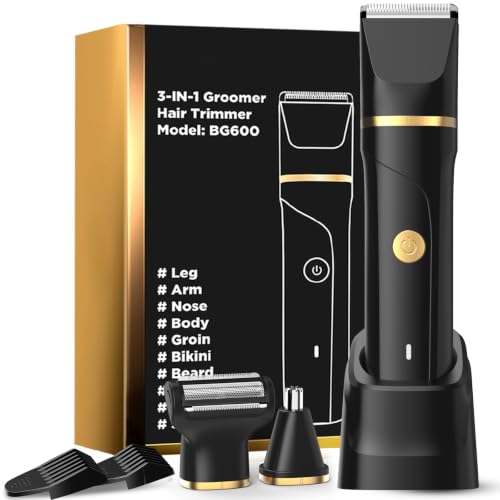Image of AREYZIN Beard Trimmer for Men,Manscape 3-in-1 Electric Razor Groin Groomer,IPX7 Waterproof Wet /Dry,Versatile Body Hair Trimmer for Ball /Beard /Nose,USB Rechargeable & Nose /Shaves Head,Gift for Men