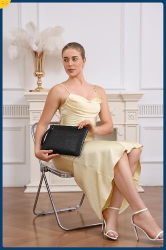 Image of DIHKLCIO Evening Bags Purse Envelop Clutch Chain Shoulder Womens Wristlet Handbag Foldover Pouch black