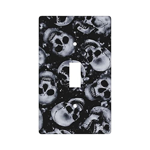 Cool Skull Light Switch Cover Plate Decorative Single Toggle For Teens Boys Black Wall Plates For Kitchen Bedroom Home Bathroom Office Standard Size #TOP1