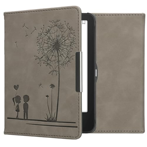 kwmobile Carcasa Compatible con Tolino Vision 1/2 / 3/4 HD Funda - Funda con Tapa magnética de Cuero sintético - Gris