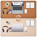 TORVEN Sous Main Bureau 80 x 40 cm - Tapis de Bureau en Cuir et Liège, Antidérapant & Imperméable & Facile à Nettoyer, En Noir, Gris, Beige, Marron, Rose, Pour Bureau, Domicile, Étude, Gaming