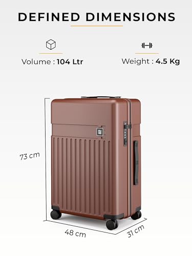 Image of EUME Cabin & Check-in Luggage Combo Set | Aerotop Top Open Cabin Trolley + Classic 75 cm Large Suitcase | Expandable Polycarbonate, TSA Lock, Silent Wheels | Brown