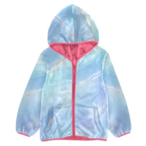 GuoChe Gold Blue Teal Marble Kid Fleece Jacket