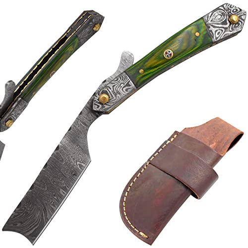 Straight Razor Straight-Edge-Razor Real Damascus Steel Cutthroat Straight Edge-Blade