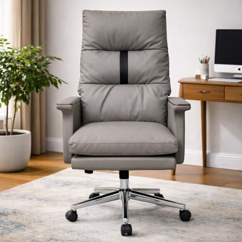 Image of Lakdi The Furniture Co Luxury Leatherette Director High Back Office Chair with Recliner, Ergonomic Design, Chrome Base and Smooth Castors - 5-Year Warranty & Free Assembly - 111012163 Grey
