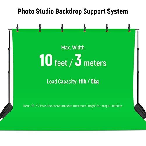 Neewer Backdrop Stand 10Ft X 7Ft, Adjustable Photo Studio Backdrop Support System For Wedding Parties Background Portrait Photography With 4 Crossbars, 6 Clamps, 2 Black Sandbags And Carrying Bag #TOP1