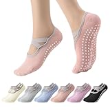 Utensilsto Pilates Socken, 6 Paar Yoga Socken Stoppersocken Damen Baumwolle Rutschfeste Socks für Frauen Mädchen Antirutschsocken 36-40 für Barre Fitness Tanz