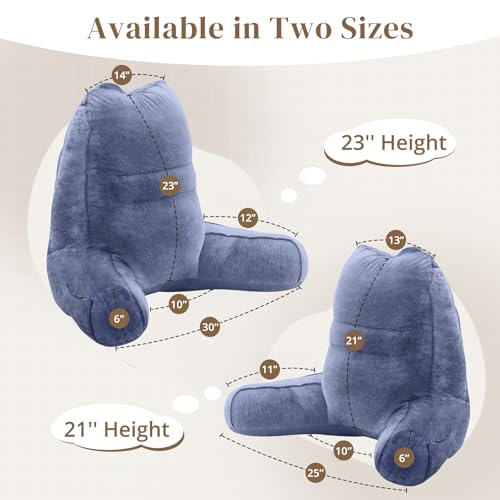 Image of Sasttie Reading Pillow for Bed, Back Pillow for Sitting Up, Grey Purple | 23 inch Backrest Support Cushion for Couch, Sofa, and Floor, Dorm Essentials, OEKO-TEX, Adjustable Down Alternative Fill