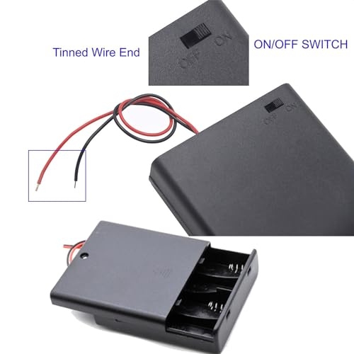 2 Stück Batteriehalter, Batteriefach mit EIN- und Ausschalter für 4X Batterien, für Spielzeug, Taschenlampen und Anderen Elektronischen Geräten, die AA-Batterien Verwenden