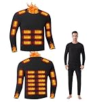 Camiseta térmica para hombre para invierno/ropa in...: 🔥【TECNOLOGÍA DE CALEFACCIÓN MEJORADA】Esta camiseta térmica de invierno para hombre cuenta con paneles calefactores de fibra de carbono de alta calidad y almohadillas térmicas de 26 zonas para un calentamiento rápido en segundos. Calienta las zonas ce...