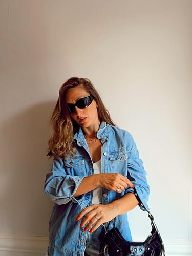 Dokotoo Women's Oversized Denim Jacket Casual Long Sleeve Denim Shirts Distresse Jean Jacket Fall Outfits 20254