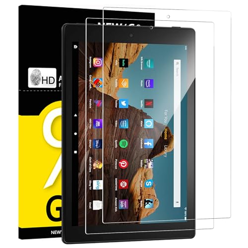 NEW'C 2 Stück, Panzer Schutz Glas für Amazon Fire HD 10 2019 (nicht version 2021/2023), 9H Festigkeit,HD Bildschirmschutzfolie, 0.33mm Ultra-klar