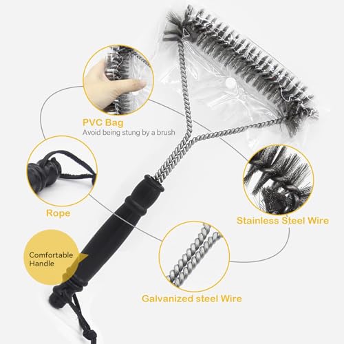 BBQ Cleaner, 2 Packs Metal BBQ Grill Cleaning Brush and Scraper. 12-Inch and 8-Inch Steel Barbecue Bristle Cleaner for Barbecue Grill Kitchen Cleaning Brush for Easier and Effective Clean 2 BBQ Cleaner, 2 Packs Metal BBQ Grill Cleaning Brush and Scraper. 12-Inch and 8-Inch Steel Barbecue Bristle Cleaner for Barbecue Grill Kitchen Cleaning Brush for Easier and Effective Clean - Image 2