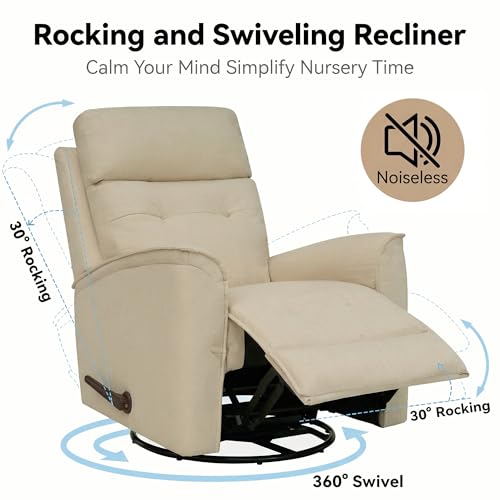 Sillón reclinable manual giratorio beige miniatura 4