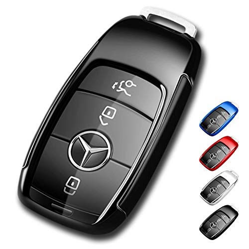 Key Fob Cover for Mercedes Benz,Soft TPU Premium and Fashion Appearance Key Case Cover for Mercedes Benz E Class, 2018 up S Class, 2017 2018 W213 Keyless Smart Key (Benz Key Fob Cover-Black)
