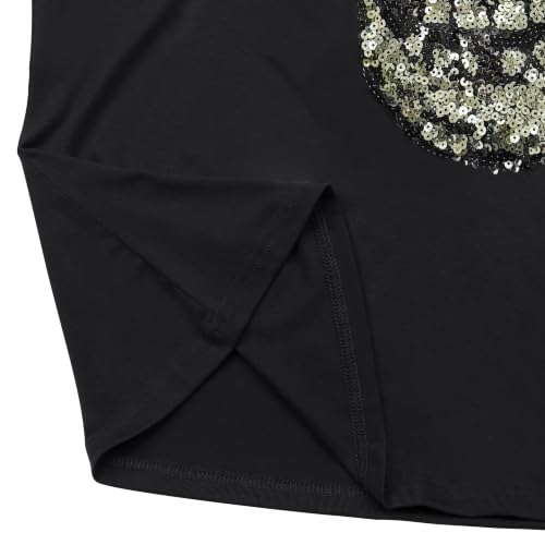 Image of PESION Womens Short Sleeve T-Shirt Sequined Tops O-Neck Funny Graphic Tees Blouse