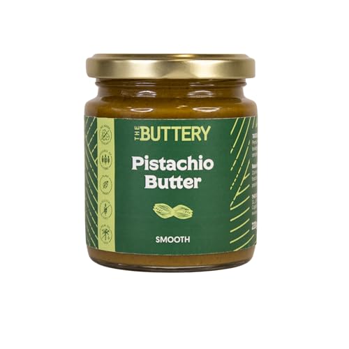 The Buttery – Crema de Pistachio Suave 220g | Pistacho premium molido ultra fino, textura cremosa. Sin palma, sin azúcar añadida, sin gluten ni lácteos. Apto veganos, rica en proteína y fibra