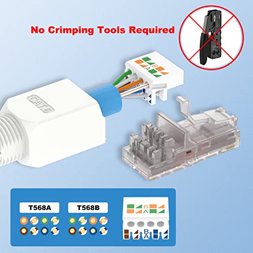 VCELINK Cat6 Tool-Free RJ45 Connector, 1000 Mbps/250 MHz, Reusable UTP Gold-Plated Ethernet Plug for 23-26 AWG Network Cable - Image 2