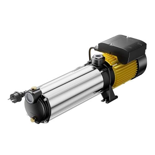 Wiltec Mehrstufige Kreiselpumpe 9000l/h 2200W Förderhöhe 105m, Ansaughöhe 9m, 2850U/min, Wasserpumpe für Hauswasserwerke, Haus und Garten
